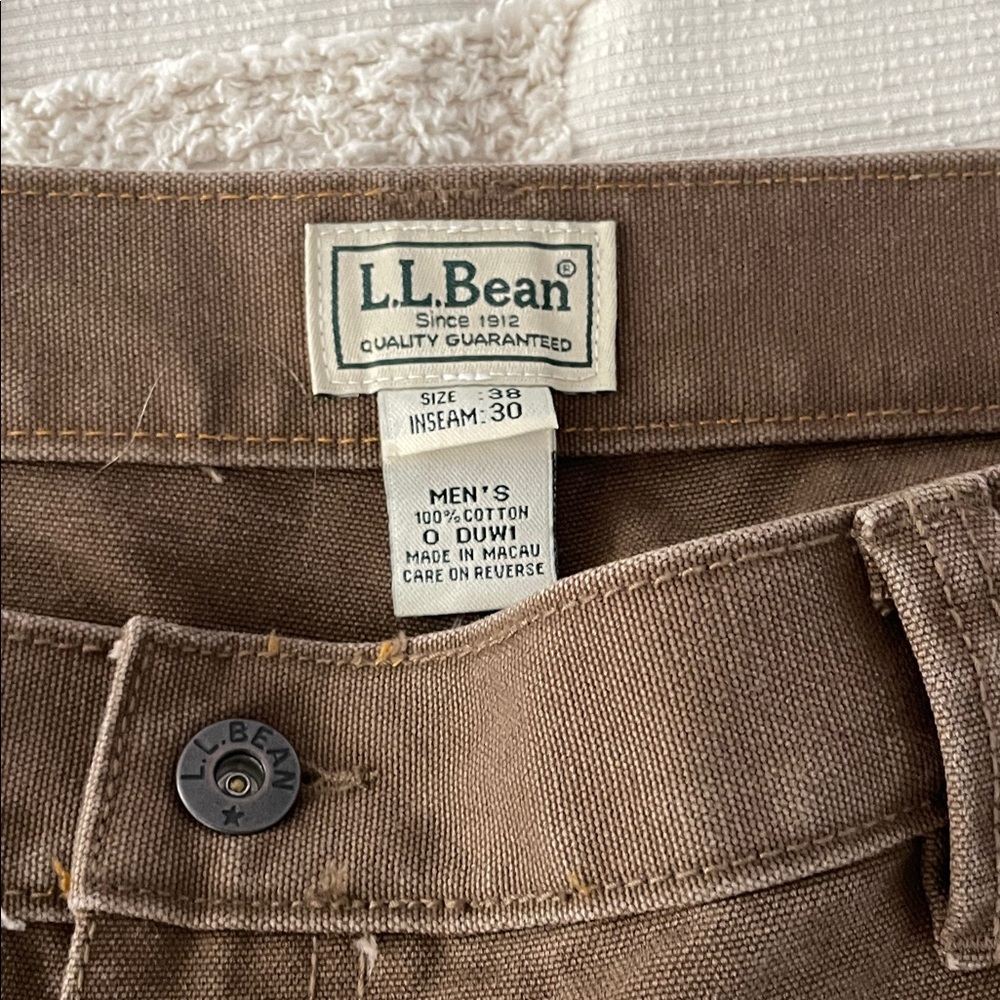 L.L. Bean 38x30 Brown Duck Canvas Work Pants DUW1